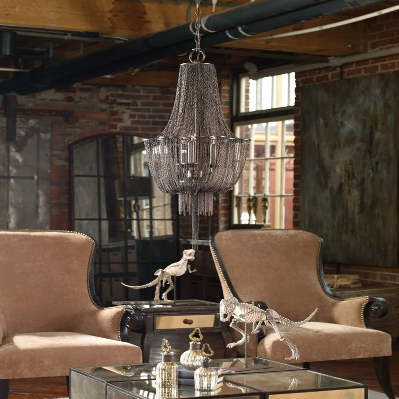 

Американская новая классическая люстра из кованого железа с цепочкой