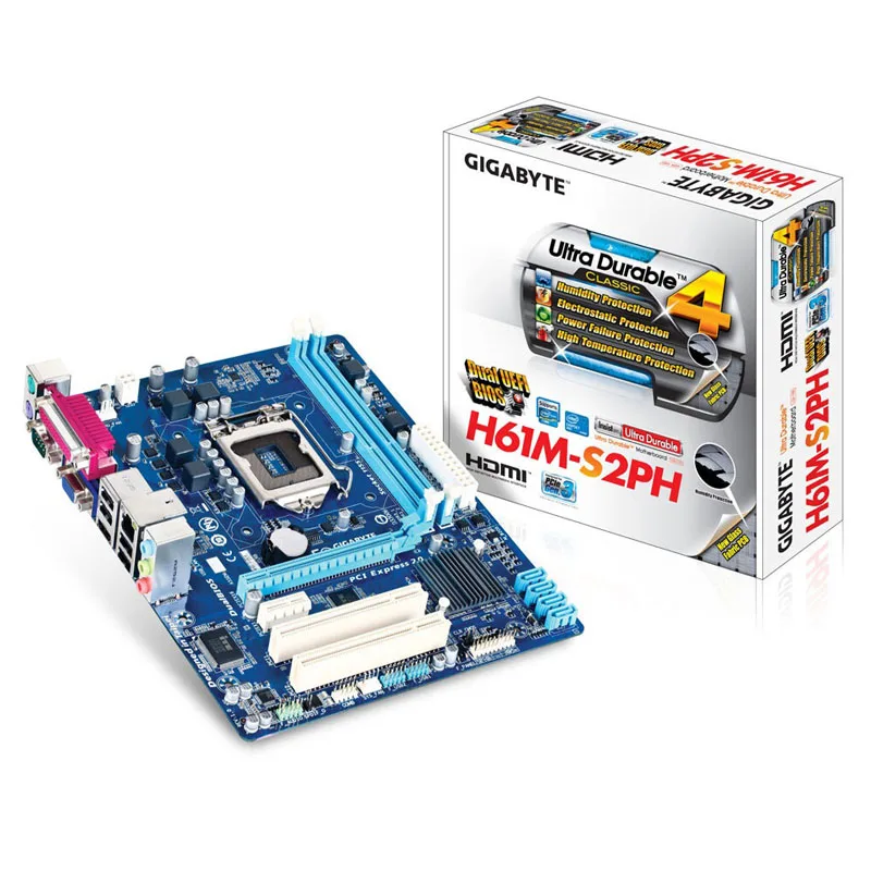 Абсолютно новая десктопная Материнская плата GIGABYTE GA H61M S2PH H61 LGA 1155 i3 i5 i7 DDR3 16 ГБ