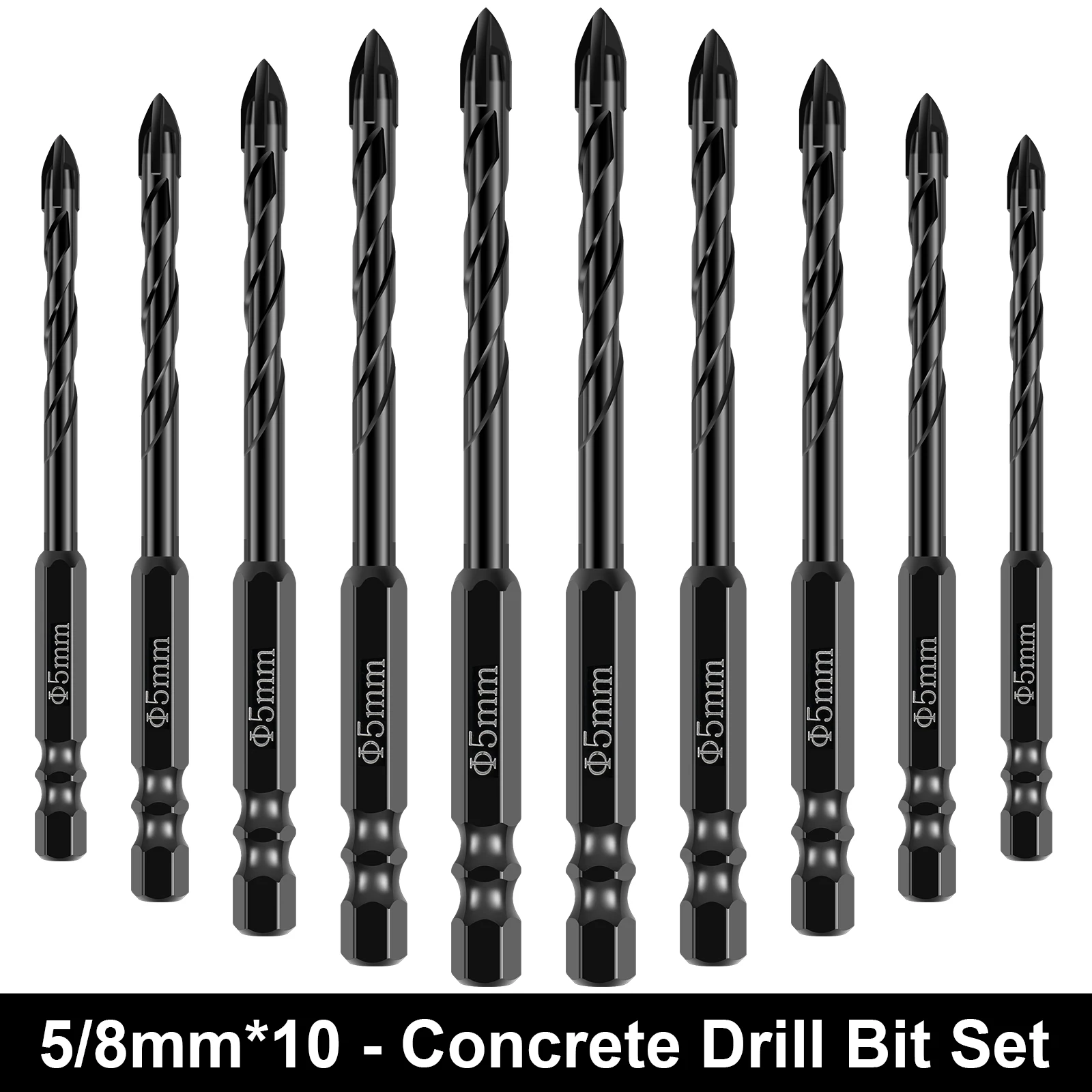10 шт. 5 мм/8 мм сверло с перекрестной головкой 1/4 10 шт. 5 мм/8 мм сверло с перекрестной головкой 1/4