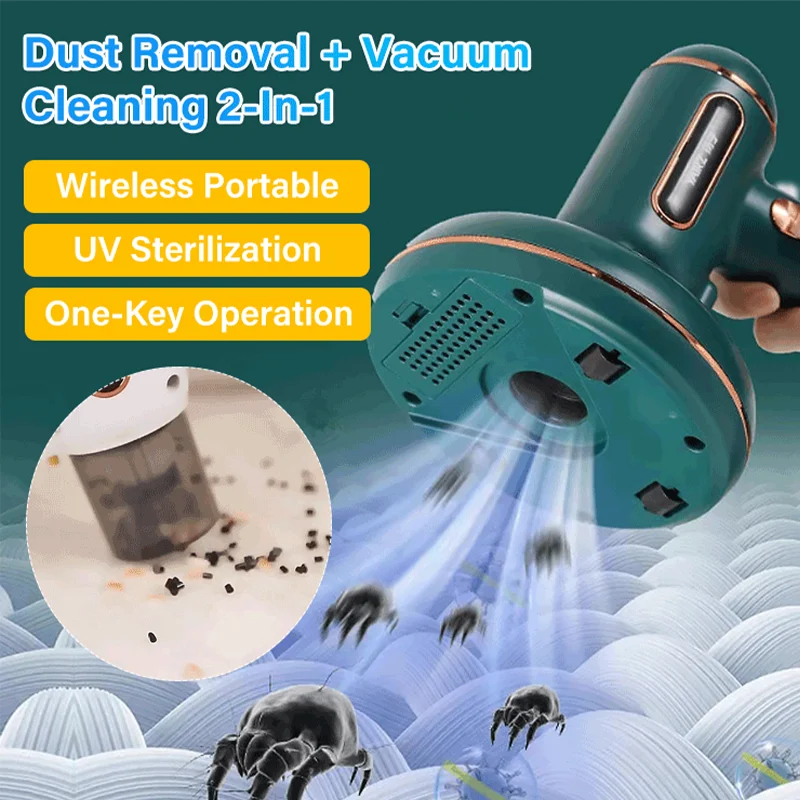 

3-in-1 Wireless Bed Vacuum Cleaner Handheld Mite Remover Brush for Bed Removing Tick Disinfection Wireless Car Vacuum Cleaner