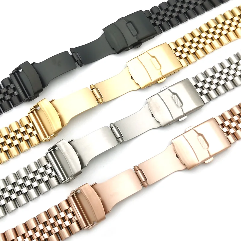 20mm 22mm Safety Buckle Stainless Steel Jubilee Solid Oyster Diving Watch Strap Fit For Water Ghost Oyster Diving Watch