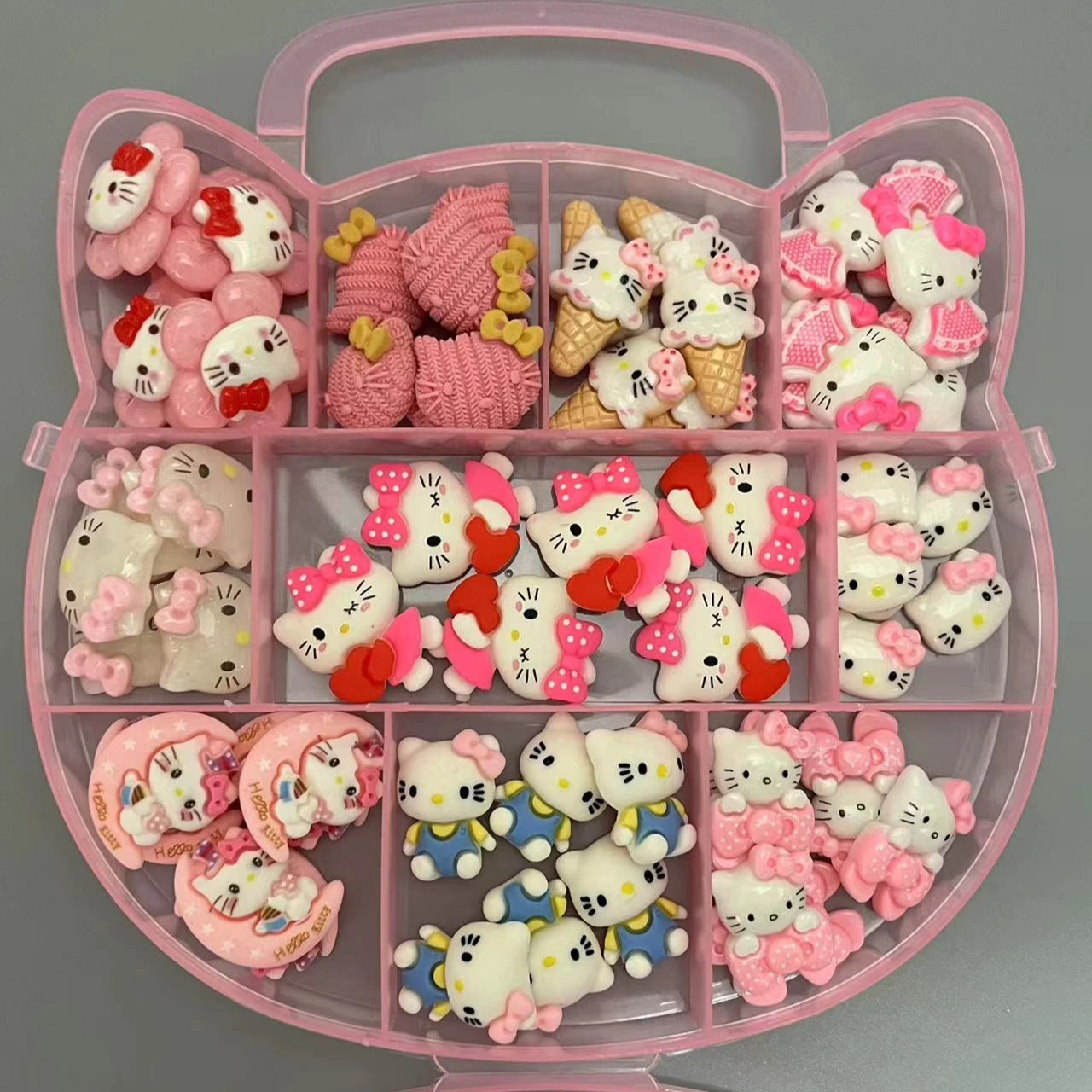 

Beauty Salon Supply 60Pcs/Box Pink Sanrio Annie Kitty Cat Resin Jewelry Diamond Big Nail Art Decoration Charm Gem For Long Nails