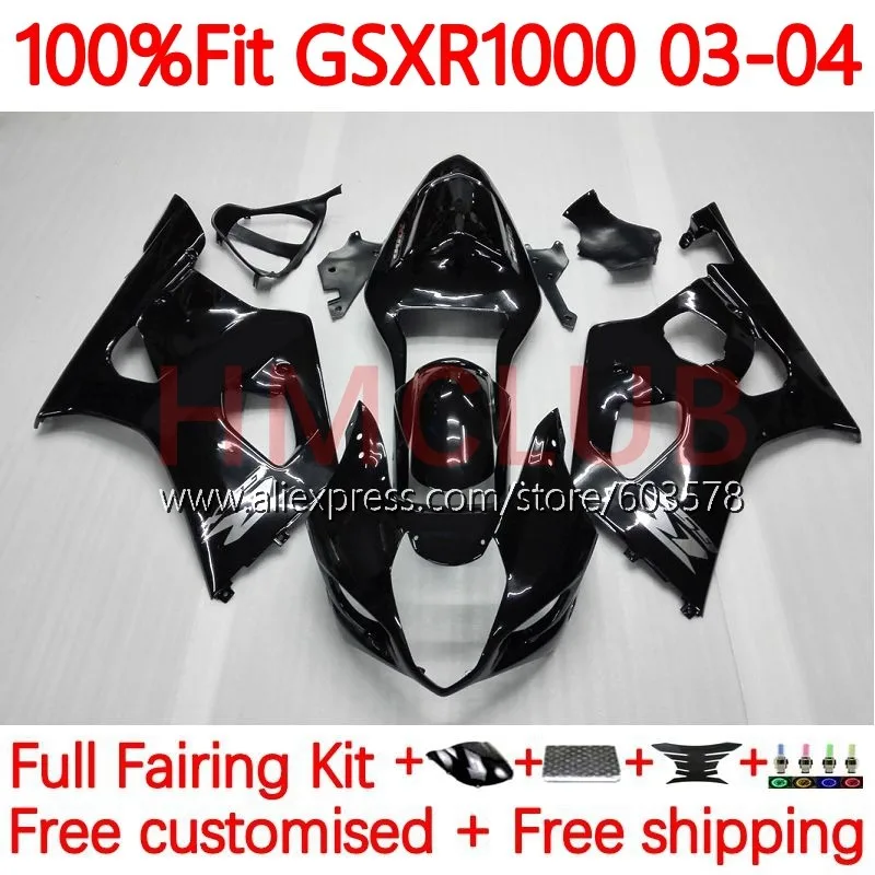 

Injection For SUZUKI GSXR-1000 K3 GSX-R1000 GSXR 1000 CC 1000CC GSXR1000 2003 2004 GSX R1000 03 04 glossy black Fairing 98No.5