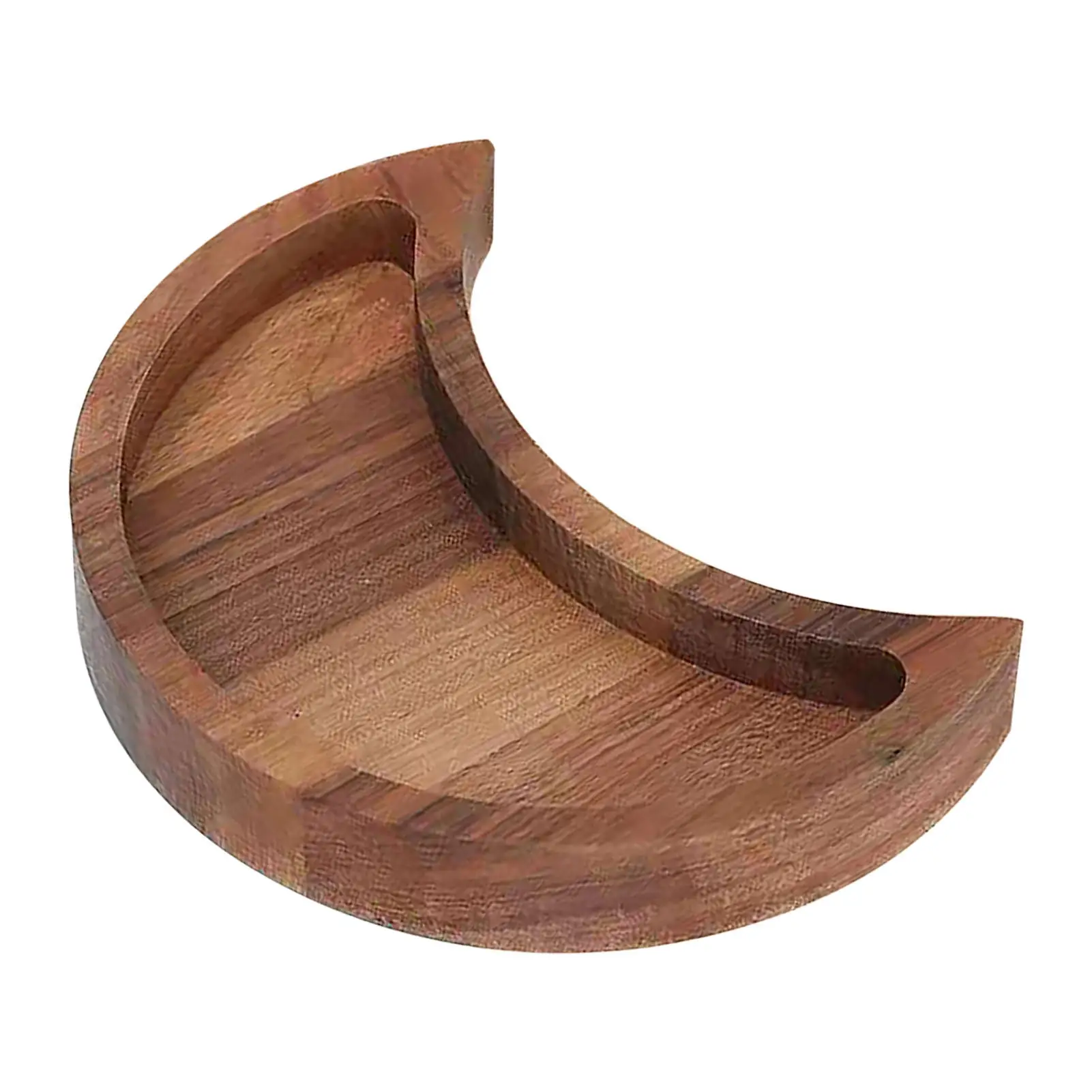 

Wooden Serving Tray Rustic Tableware Holder Food Display Tray Moon Shape Jewelry Plate Kitchen Storage Home Decoration