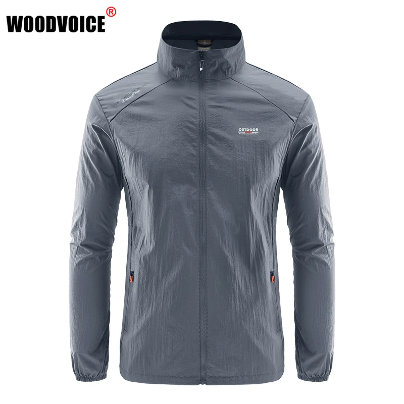 

Quick Dry Men's Jacket Summer Lightweight Breathable Bicycle Stand Collar Skin Windbreaker Anti UV Thin Male Casual Sports Coat