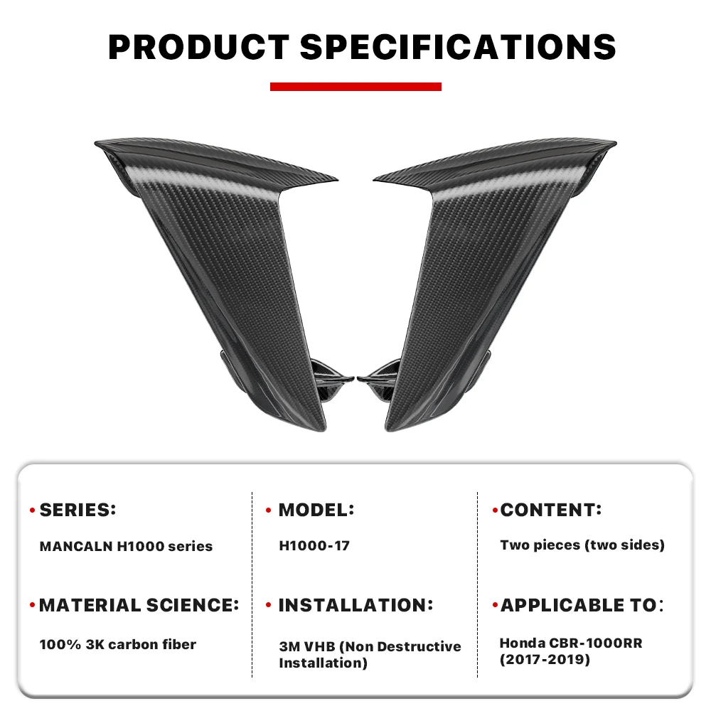 100% углеродное волокно фиксированный ветер для Honda CBR1000RR 2017-2019 детали обтекателя