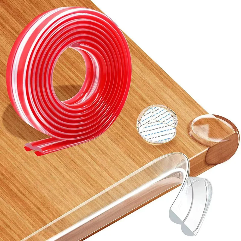 

Transparent PVC Baby Protection Strip With Double-Sided Tape Anti-Bumb Kids Safety Table Edge Furniture Guard Corner Protectors