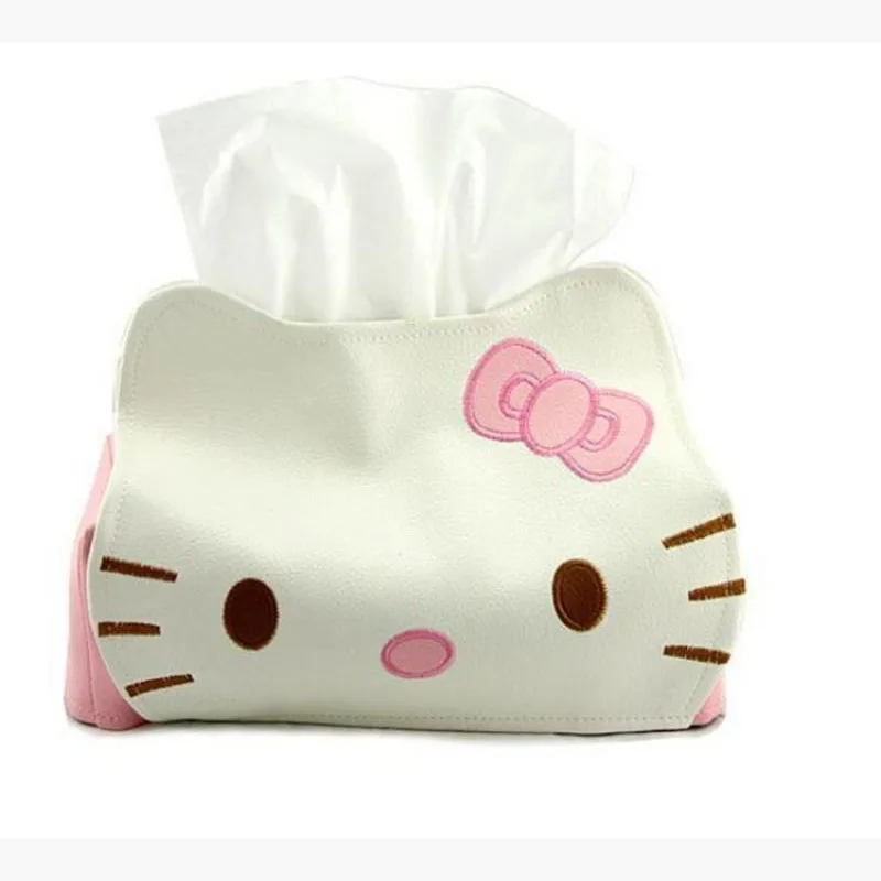 

Kawaii Sanrios Home Tissue Box Cute Hellow Kittys Cartoon Anime Girl Heart Pu Car Paper Box Accessories Toys for Girls Gifts