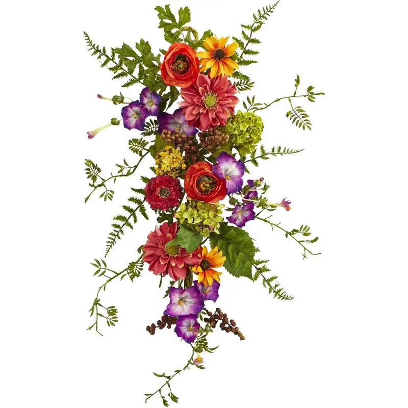 

Multicolor Artificial Mixed Garden Flower Teardrop Wedding Party Vase Home Autumn Decoration Fake Flower