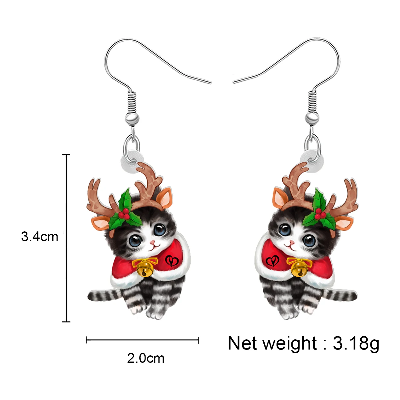 BONSNY рождественские украшения акриловые висячие серьги в виде милых рогов котят