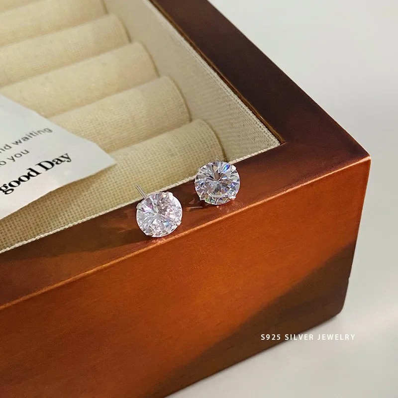 SA SILVERAGE стерлингового серебра 925 пробы мини-серьги-гвоздики с кубическим