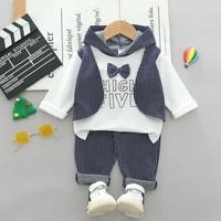 vertical bow tie hooded fake suit two piece set of childrens clothes boys and girls clothes spring and autumn sportswear whole