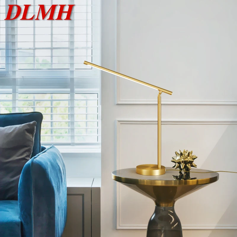 

DLMH Gold Brass Table Lamp Contemporary Creative Decor LED 3 Colors Desk Lighting For Home Bed Room