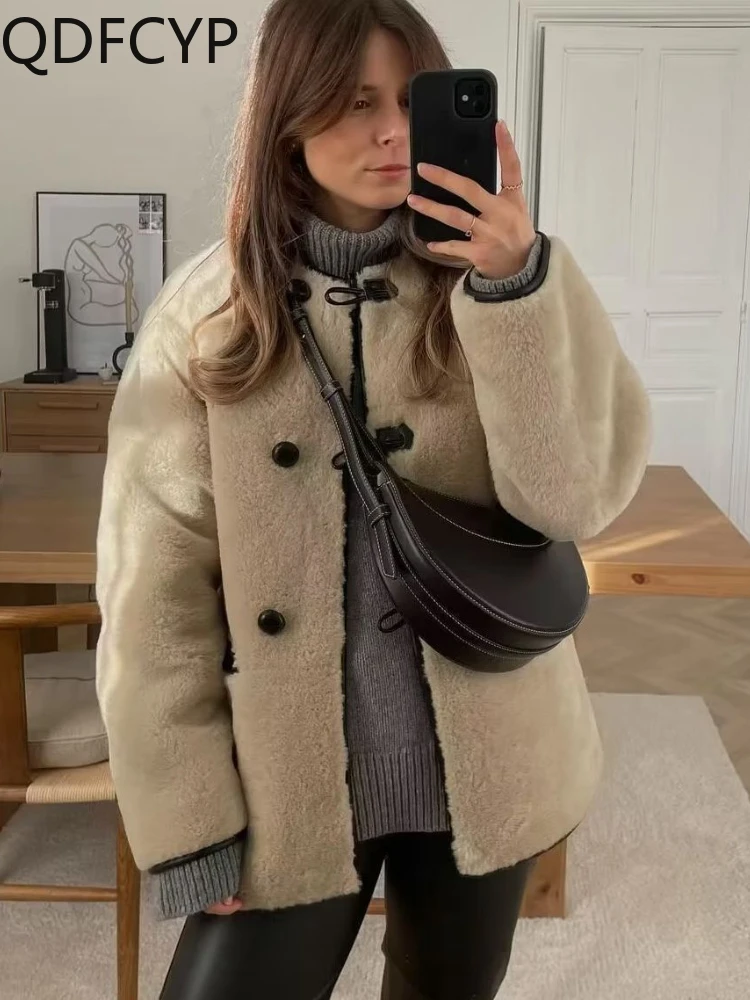

Women's Coats 2023 Autumn Winter Artificial Fur Fashion O-neck Long Sleeve Fur-like Outwear Elegant Casual Versatile Faux Fur