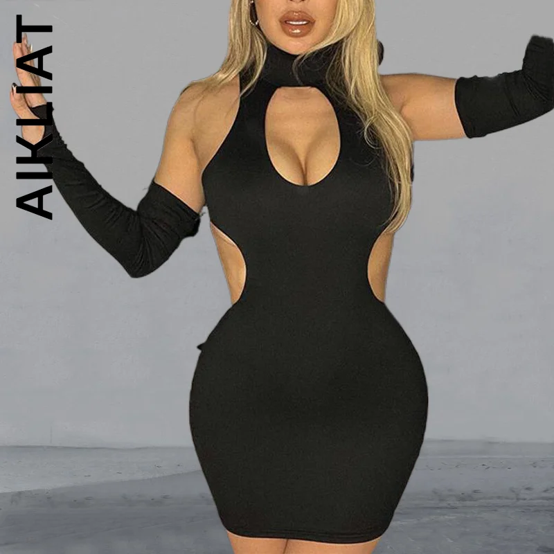 

Aikliat Dress Sexy Mini Dress Fashion Women Off Shoulder Cut Out Tank Dresses Streetwear Basic Vintage Vestidos Dress Female