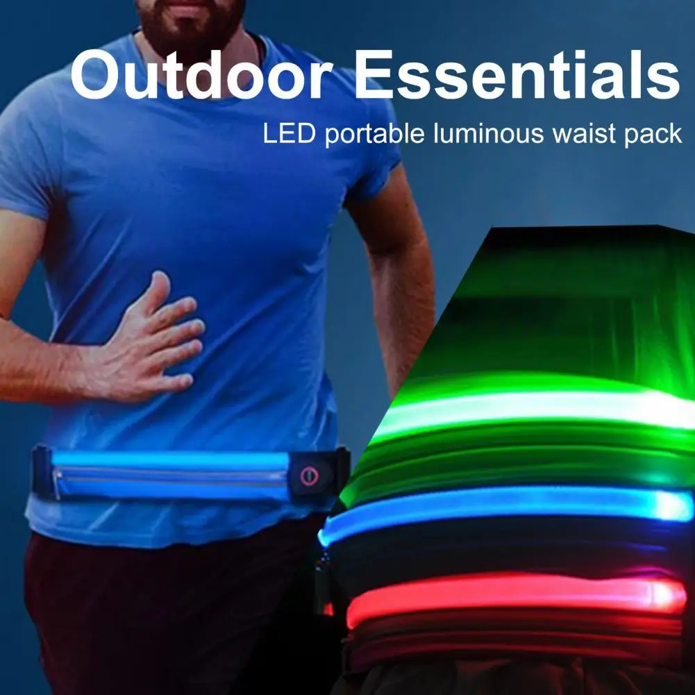 

Practical LED Running Bag Space Saving Multipurpose LED Running Belt USB Rechargeable Flashing Safety LED Light Belt