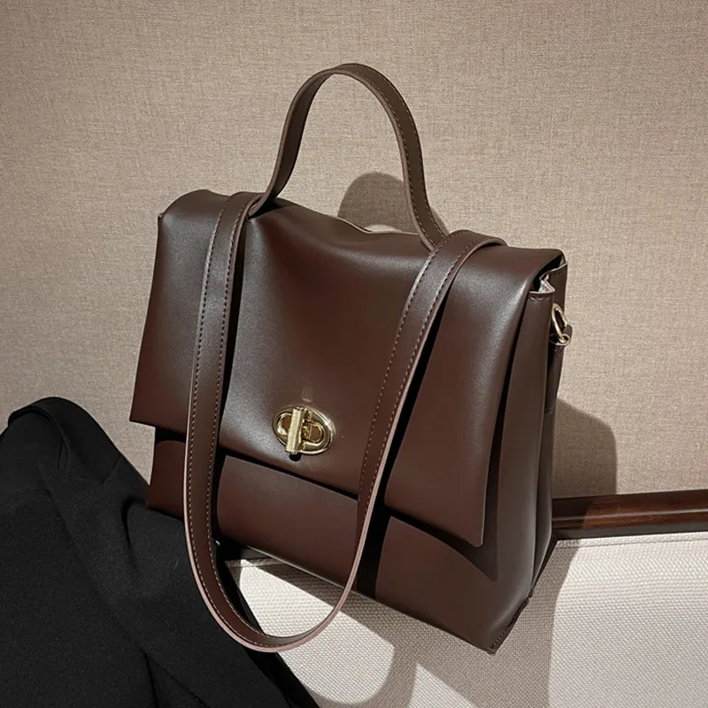 

Burminsa Vintage Soft Large Work Women Handbags New 2022 Trend Short Handle Brand Designer Simple Ladies Shoulder Crossbody Bags