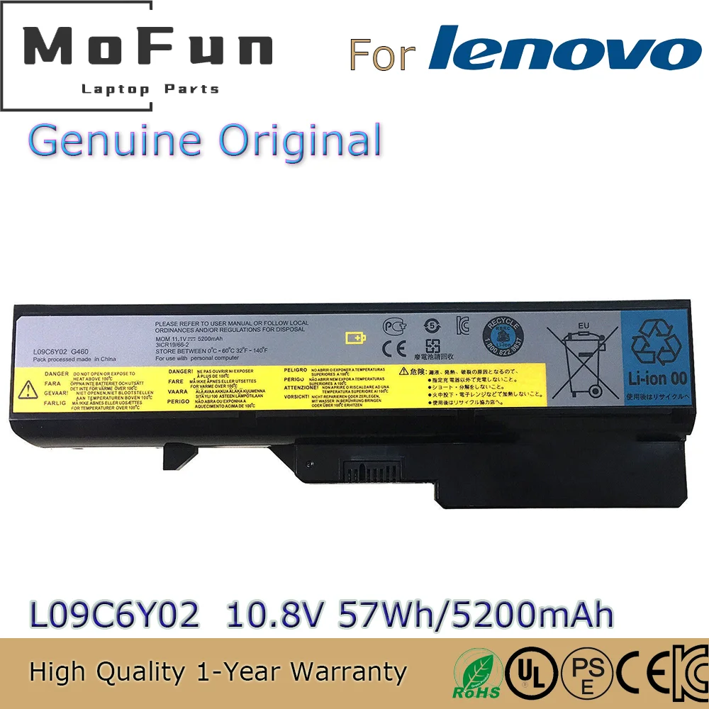 Новый оригинальный аккумулятор L09C6Y02 10 8 В 5200 мАч для ноутбука Lenovo IdeaPad G460 20041 G560 0679