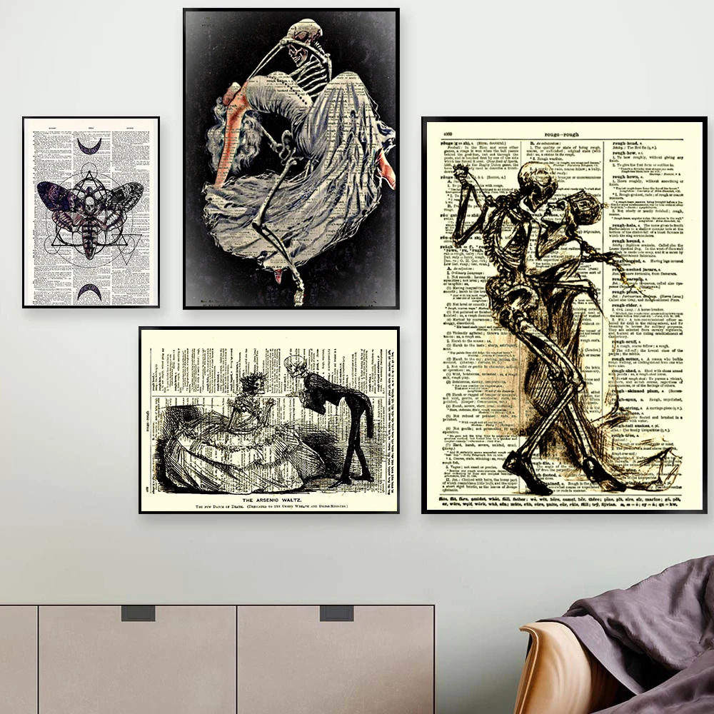 Танцы с смертью искусство напечатано на античном словаре страницы готического