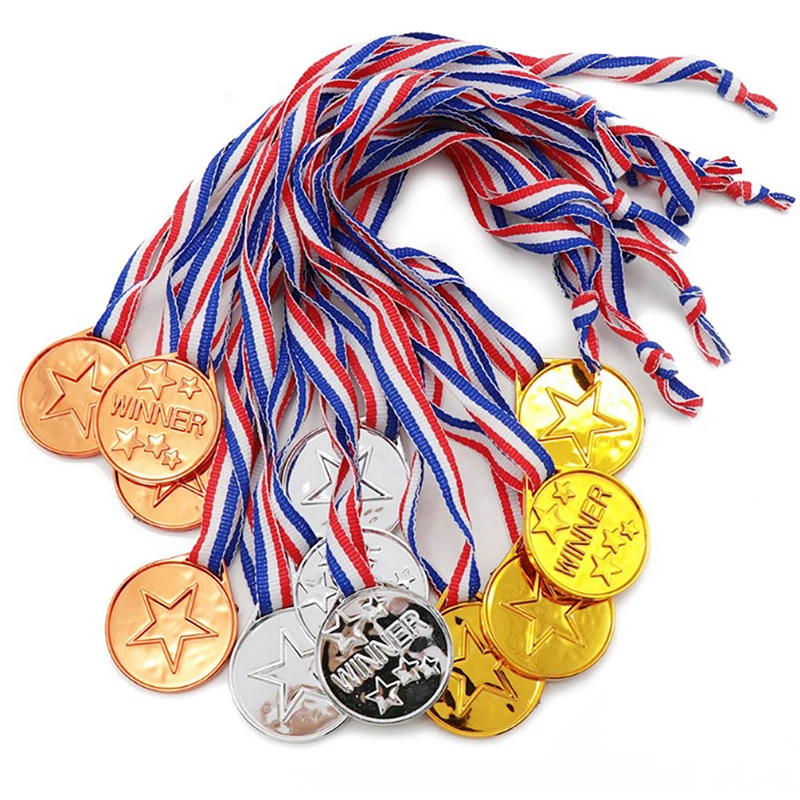 

1pcs Kids Children Gold Plastic Winners Medals Sports Day Party Bag Prize Awards Toys For Kids Party Fun
