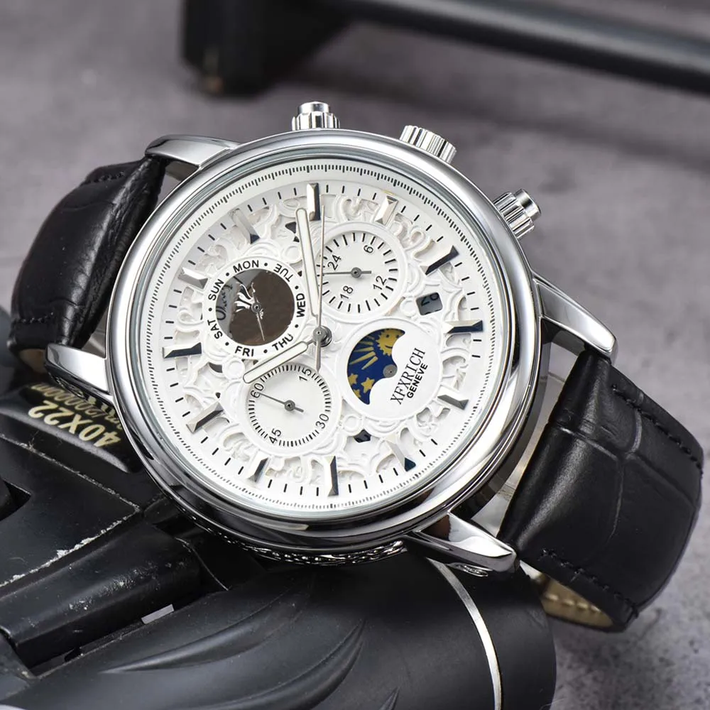 

Часы наручные мужские кварцевые с хронографом, брендовые Роскошные многофункциональные деловые с автоматической датой и фазой Луны, ААА