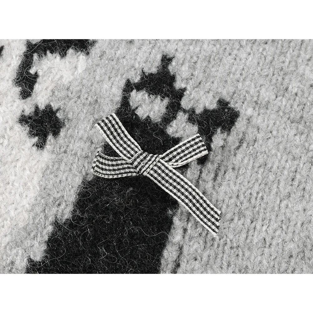 Xinmonlee корейская серия ретро шикарный вязаный свитер с мультяшным принтом