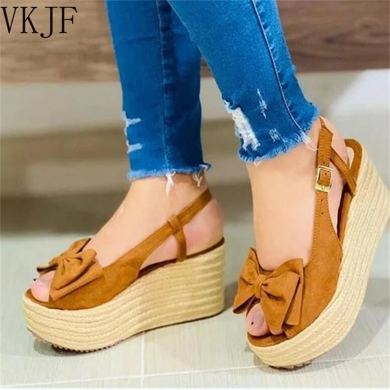 

Women Sandals 2022 New Heels Woman Slippers Platform Wedges Shoes Ladies Summer Slides Mujer Buckle Flip Flops Plus Size 43