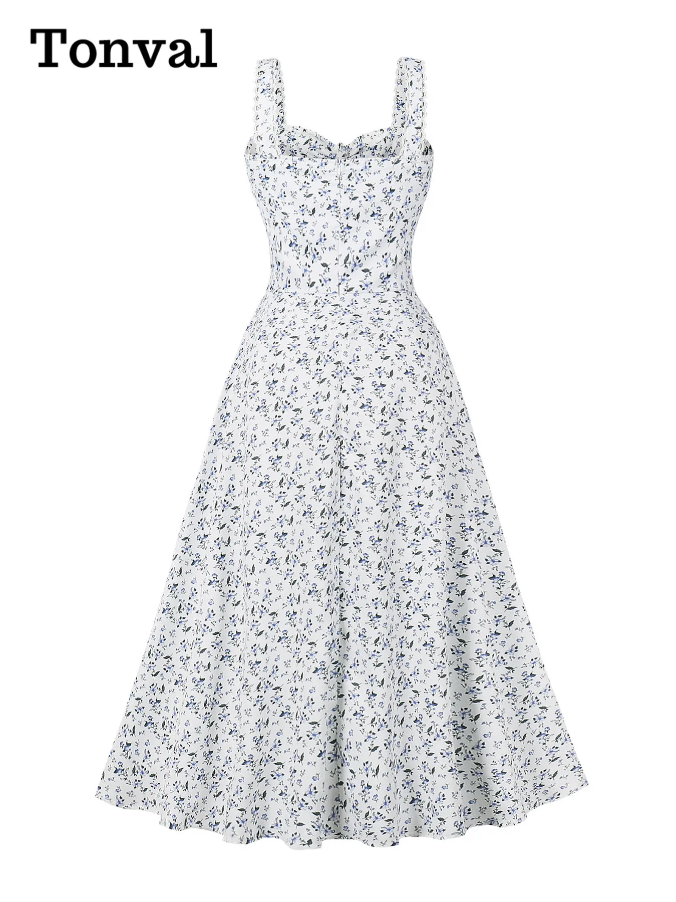 Женское длинное платье для отпуска Tonval винтажное с завязкой спереди и высокой