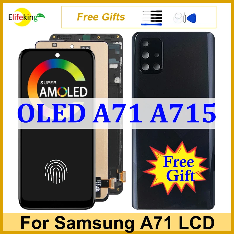 

OLED-экран 6,7 дюйма для Samsung A71 A715, ЖК-дисплей, сенсорный экран A715F A715F/DS, дисплей с дигитайзером в сборе, замена, ремонт