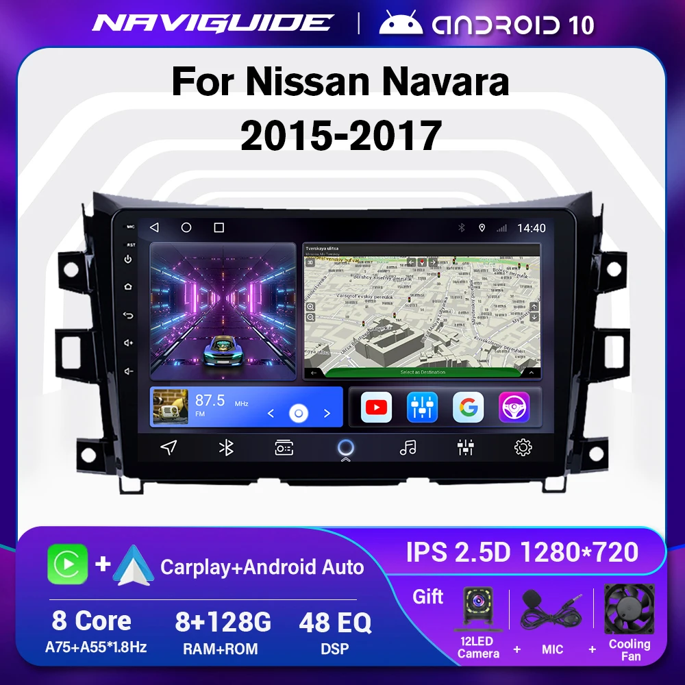 Автомагнитола под управлением Android 10 2Din для Nissan Navara NP300 2015-2017 мультимедийный