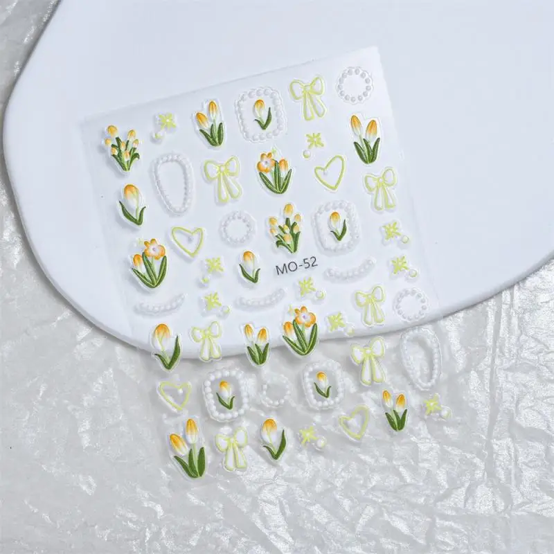 

Perm Nail Art Stickers Wear-resistant Flower Nail Patch Manicure Tools Nail Decoration Sticker Simple Temperament Tulip Blue