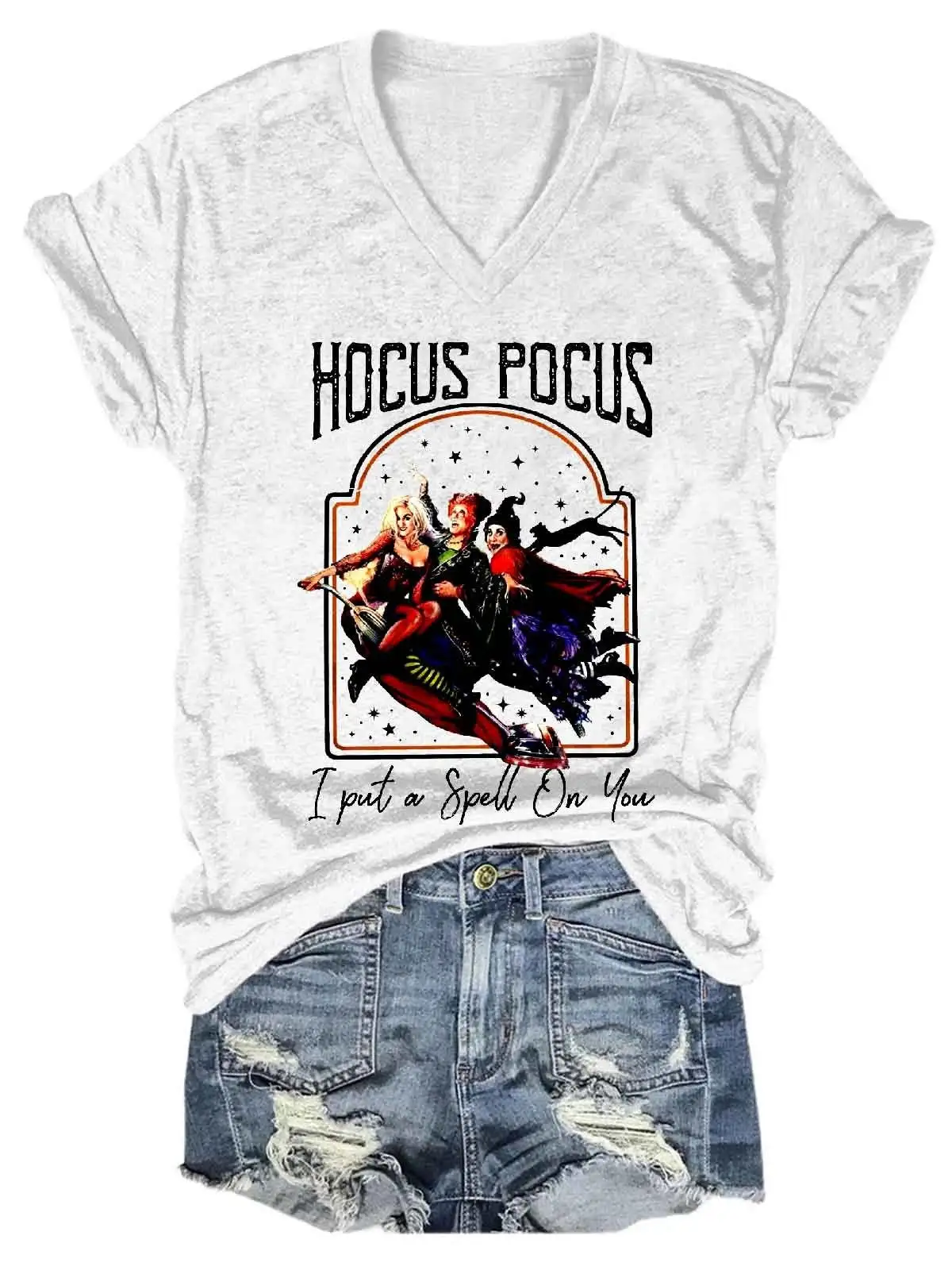 Women's Hocus Pocus I Put A Spell On You Halloween V-Neck T-Shirt images - 2
