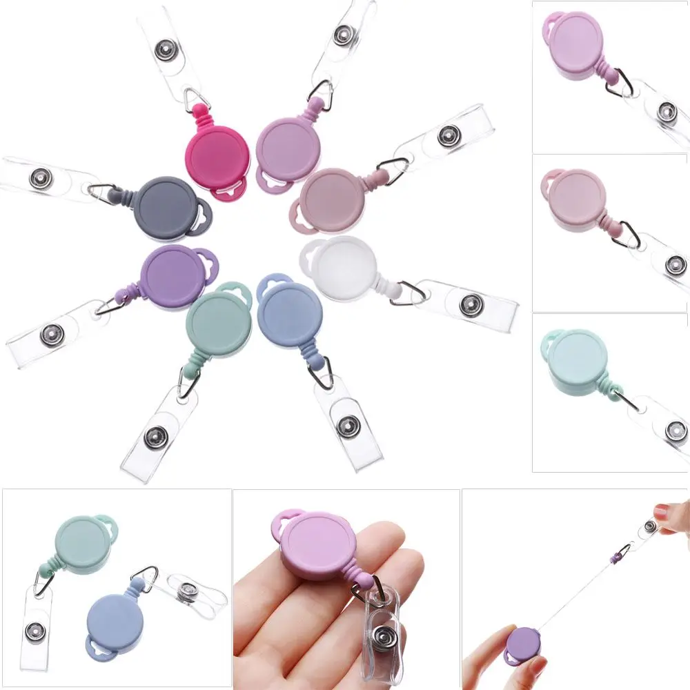 

1pc Unisex ID Name Card Clip Stationery Office Supplies Retractable Key Ring Badge Holder Lanyards