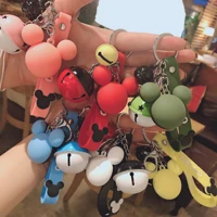 creative cartoon mickey head keychain big bell pendant cute car keyring bag accessories key chain