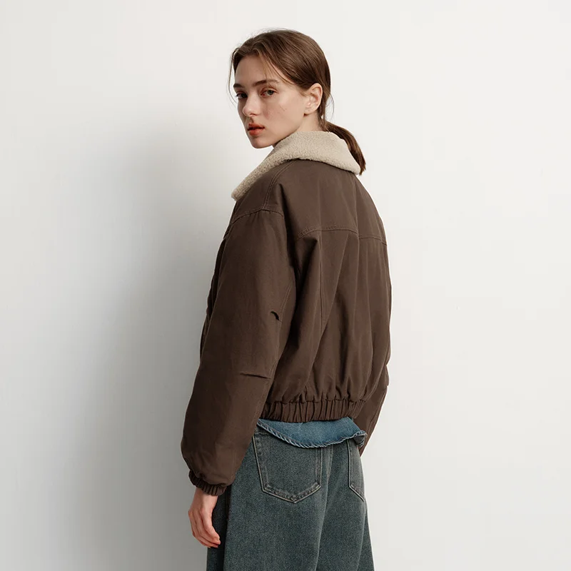 Женская зимняя куртка Semir с хлопковой подкладкой из искусственной овечьей шерсти с лацканами, оверсайз, новинка 2025, куртка в стиле сарая, женская одежда (art.: 3920d266b7dbf) - 3920d266b7dbf