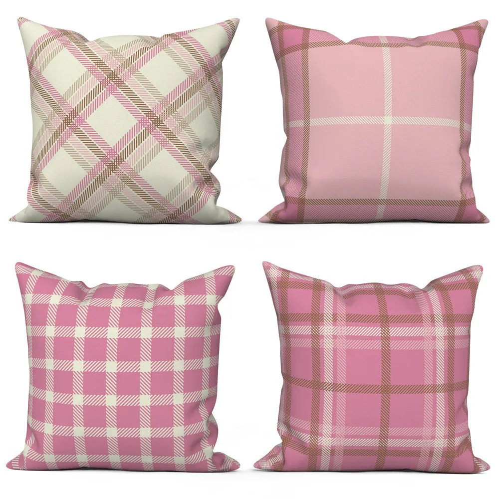 

Красная, розовая, зеленая клетчатая Подушка с геометрическим рисунком, чехол для гостиной, стула, дивана, украшение для дома