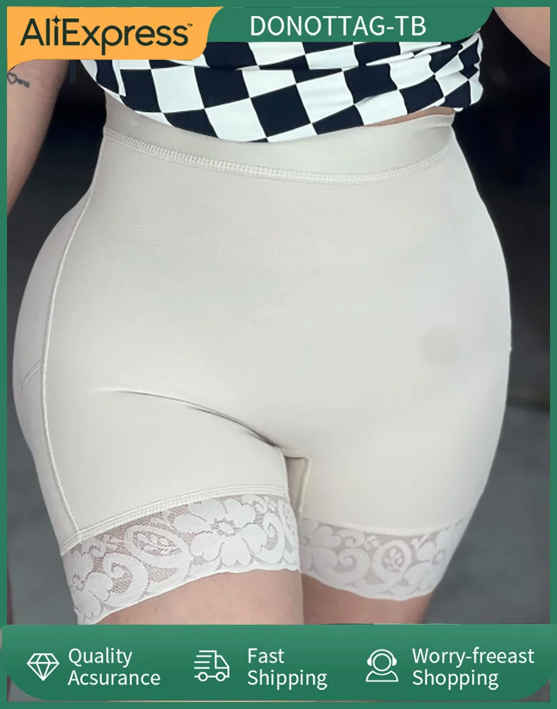 Seamless Shaping Shorts With Lace Women High Waisted Fajas Body Shaper Buttlifter Compression Pants for a Slimming Look