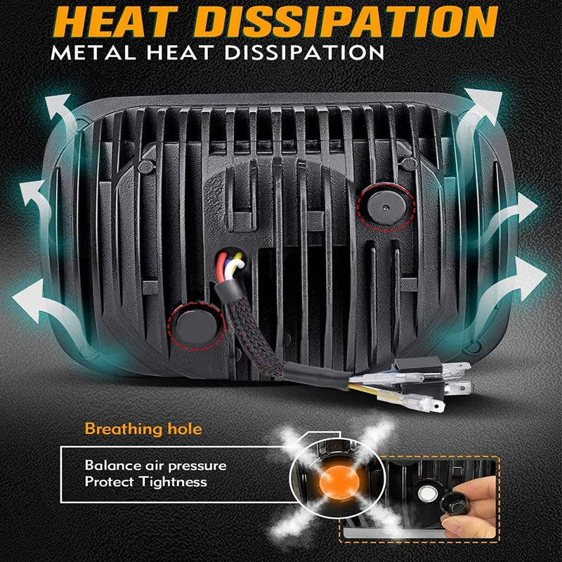 Фото Светодиодные фары 5x7 7x 6 9600LM 180W DOT H6054 w/ DRL поворотный сигнал Hi/Low Sea LED Beam для Jeep Wrangler YJ Cherokee XJ GMC comканалы №2
