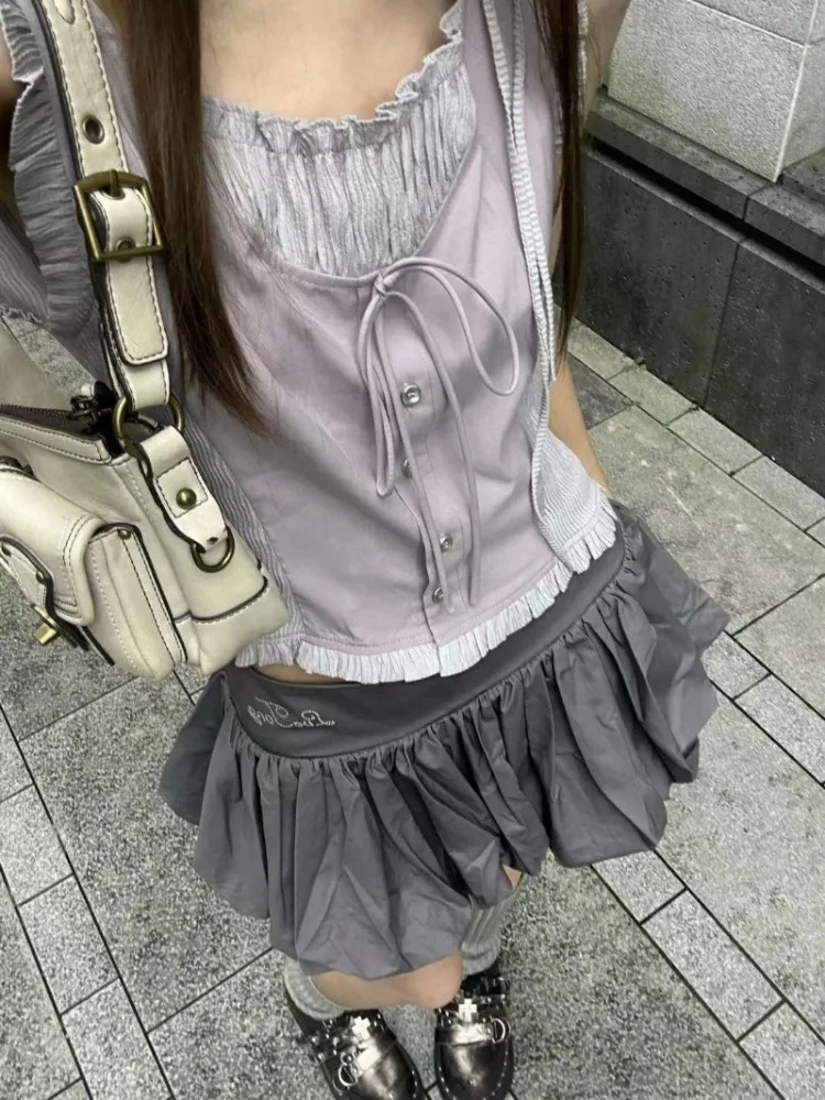 Hikigawa шикарный модный женский сексуальный топ без рукавов + тонкая плиссированная