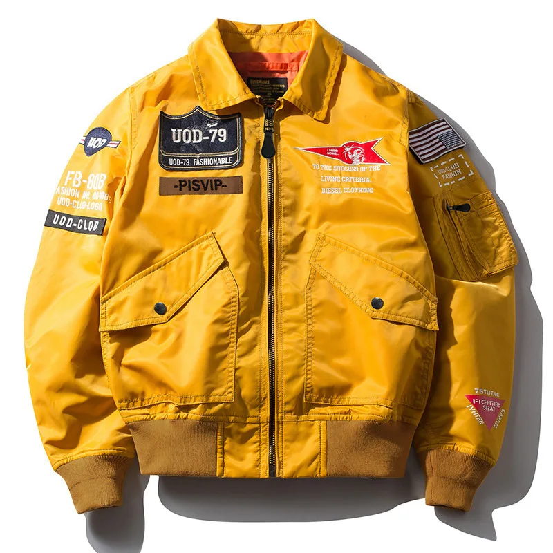 

Fashion Bomber Jacket Men Yellow Red Army Military Coat Male Hip Hop Streetwear Men's Windbreakers Flight Air Force Jackets 3XL