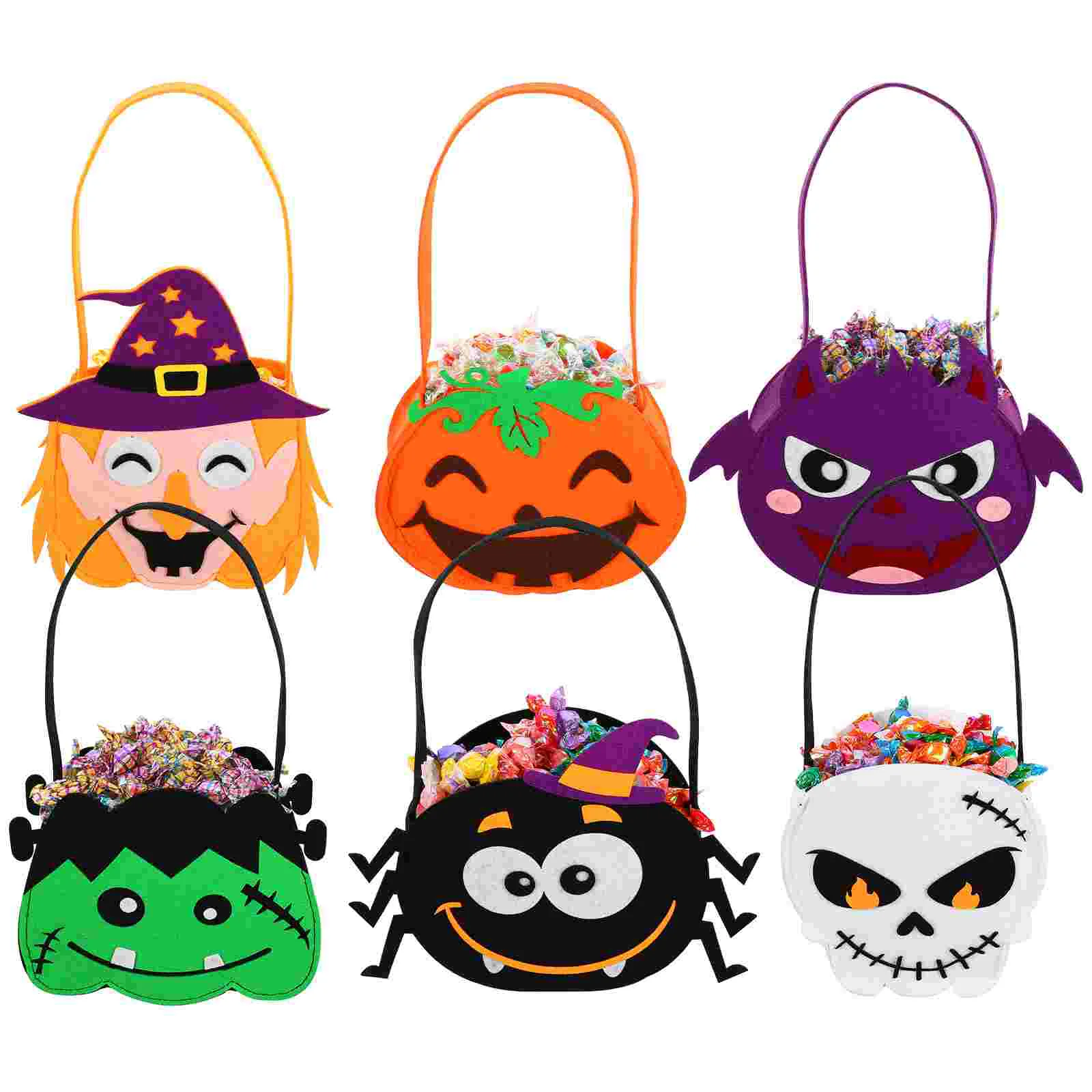 

Clispeed 6pcs Halloween Candy Bags Portable Handbag Halloween Goodie Bags Pumpkin Bag Decor for Children