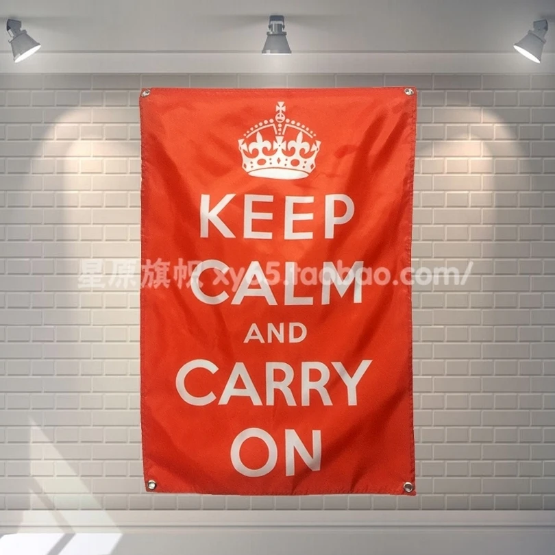 

"KEEP CALM AND CARRY ON" Big size rock band Sign retro poster 56X36 inches HD Banners Flags cloth art Living room decor