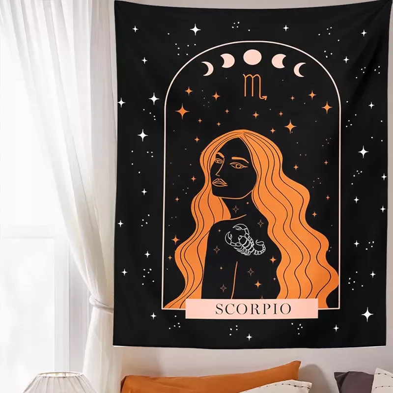 

New in Constellation Tapestry Wall Hanging Moon Phase Tapestry Divination Beach Mat Sun Moon Constellations black Wall Decor chr