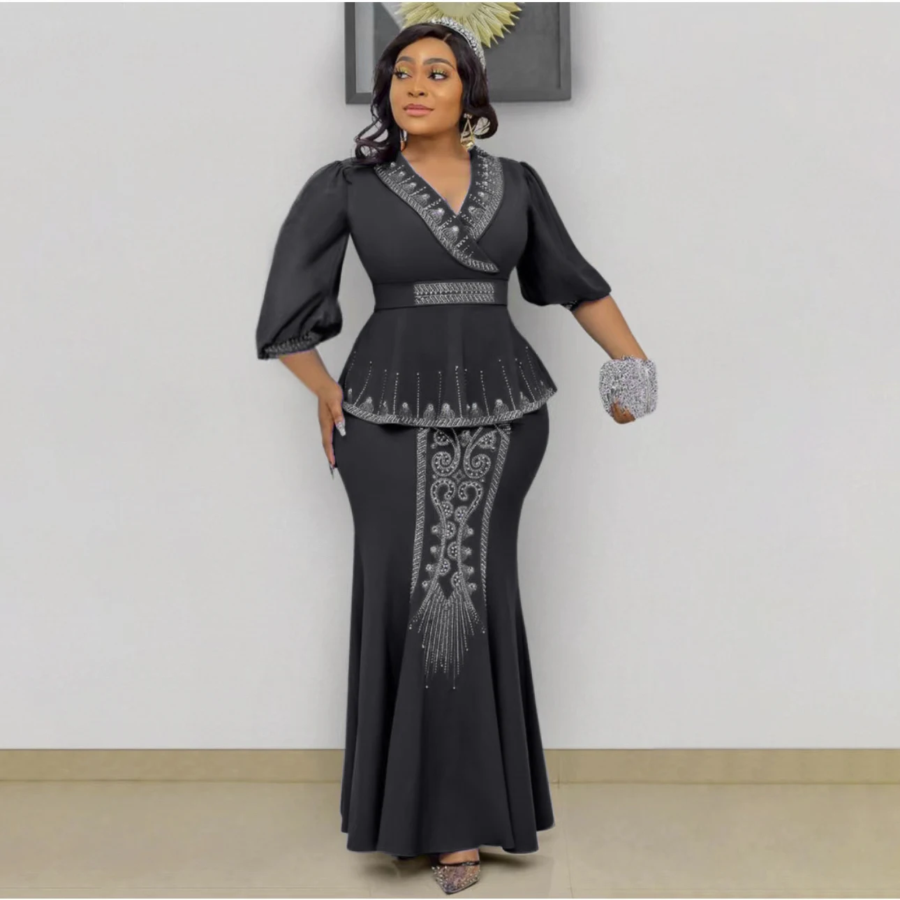 MD Plus Size Women Clothing Two Piece Set African Tops Skirt Suit Ankara Dashiki Turkey Outfit Party Bubu Robe Femme Africainne