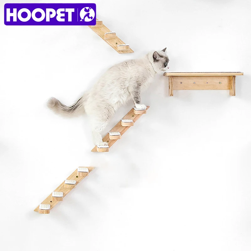 

HOOPET Cat Tree Cat Steps Wall Cat Wood Stairs Staircase Wall for Cats Pet Furniture Kitten Jumping Board DIY Cat Tree