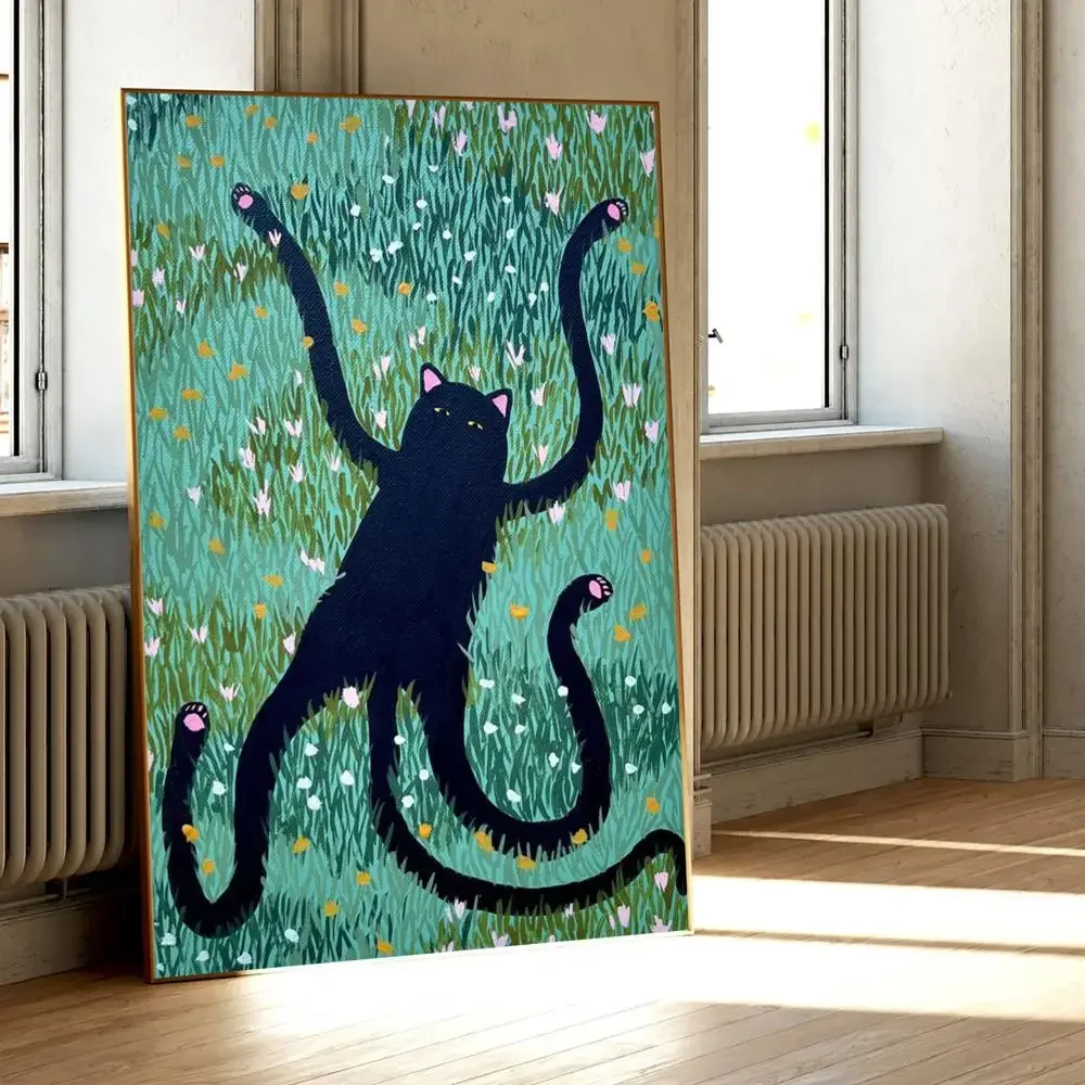 Милый художественный постер с изображением пары кошек искусство на стену