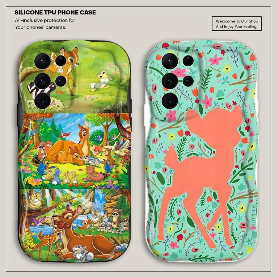 Чехол с кремовой текстурой для Samsung Galaxy S24 Ultra S23 S25 Plus S22 S21 FE S20 S24+ Funda Phone Cover Bambi Thumper