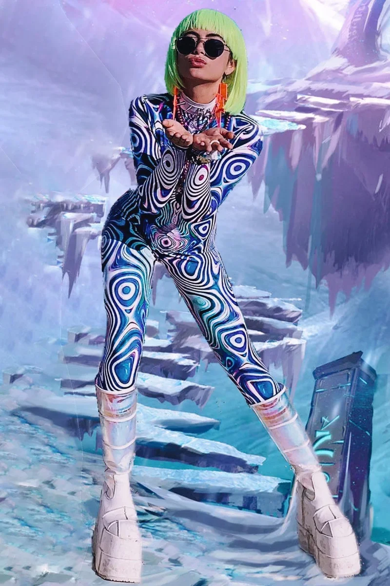 Костюм для косплея взрослых с цветным узором костюм зентай из спандекса