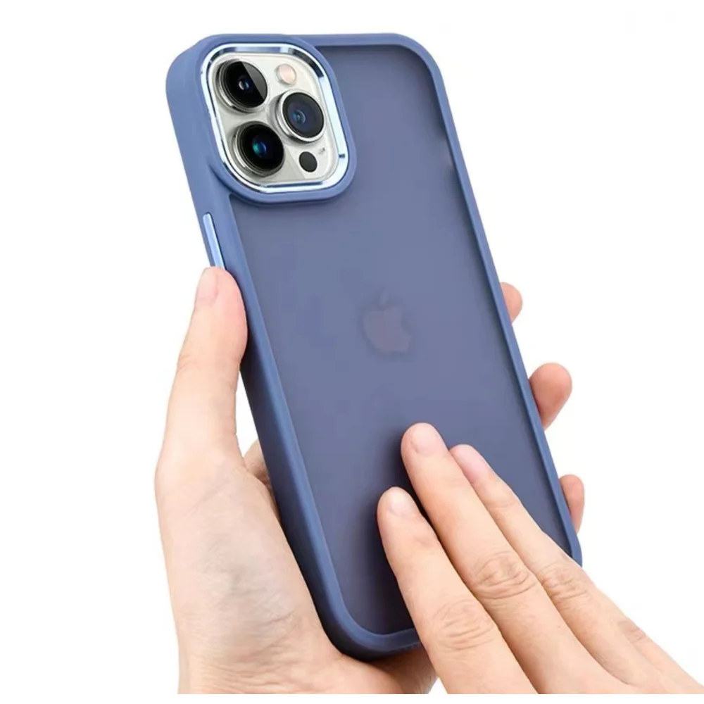 

Shockproof Frosted Back Cover for iPhone 14 Pro Transparent Matte Hard Case for iPhone 14 Pro Max Case with Metal Frame