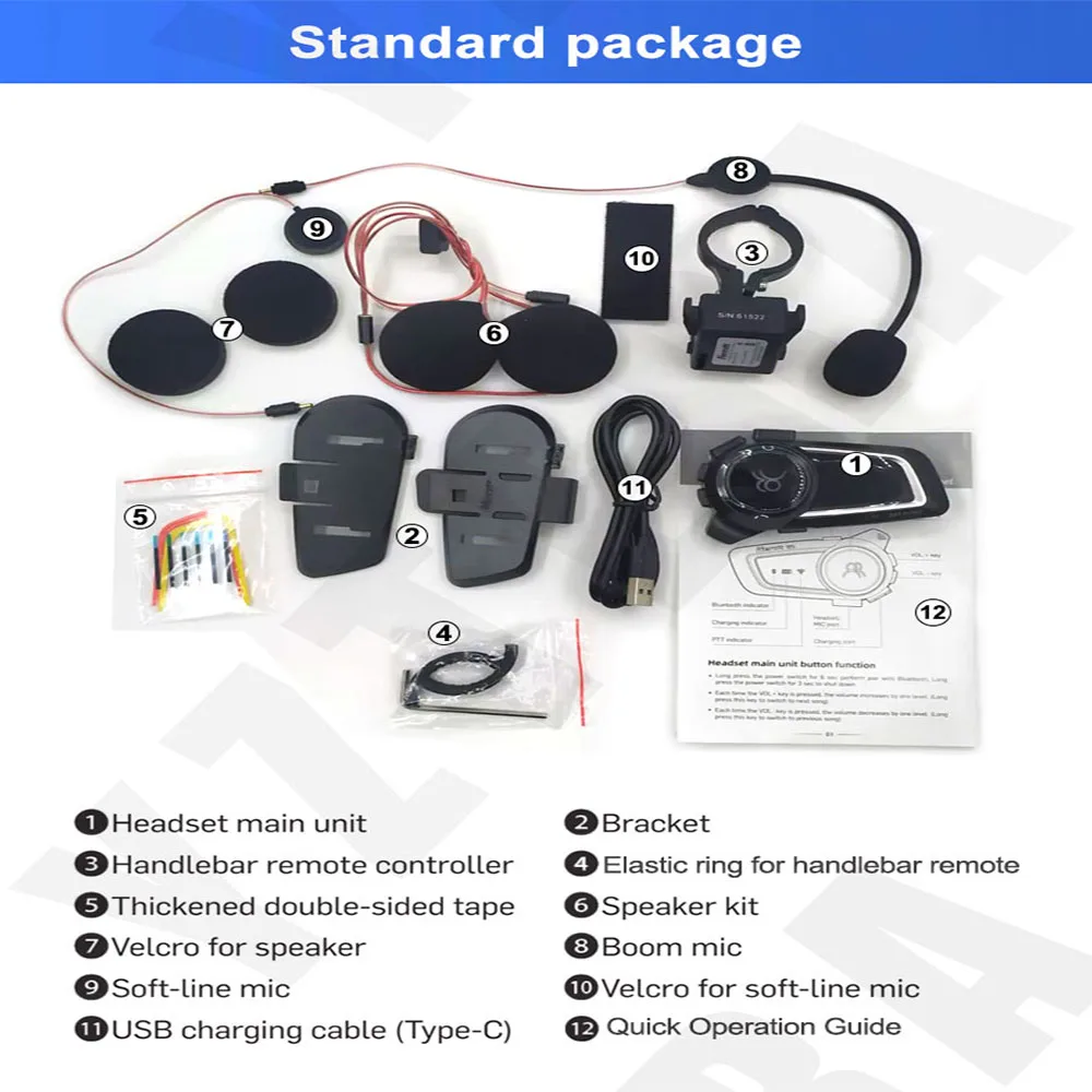 H1 Motorcycle Helmet Bluetooth Headset For Android System POC Intercom Platform Realptt/Zello W8/F25/7S+/P3/W888/W555 With Calls